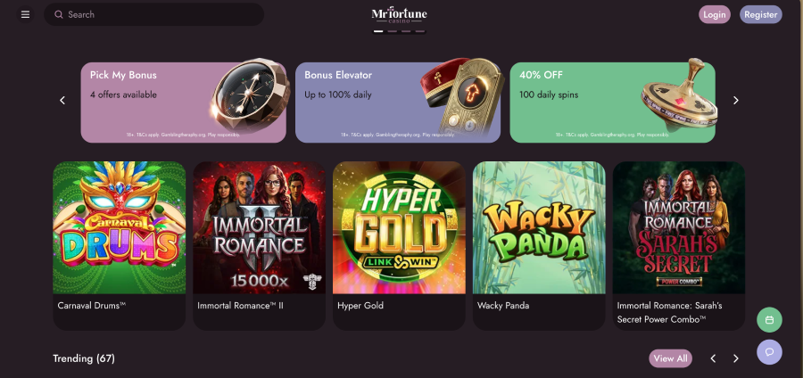 Mr. Fortune casino online game library featuring popular slots and high volatility categories